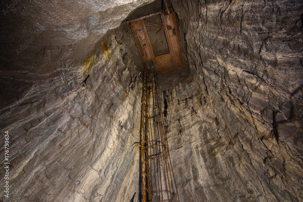 Underground mine shaft ore with ladder stairs Stock Photo | Adobe Stock