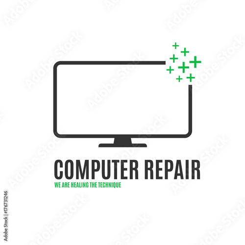 Computer repair design logo on white background