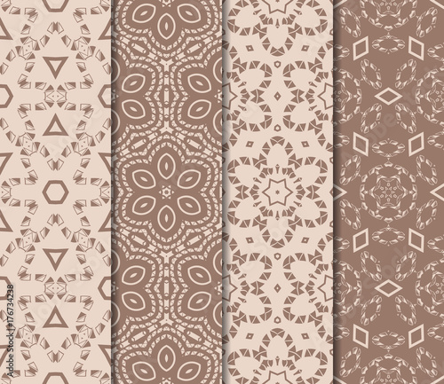 set of beautiful seamless pattern with transformed geometric shape. abstract vector illustration. design for prnt, paper, scrapbooking