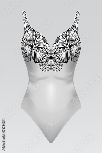 swimsuit with modern design mandala ornament. fashion vector illustration
