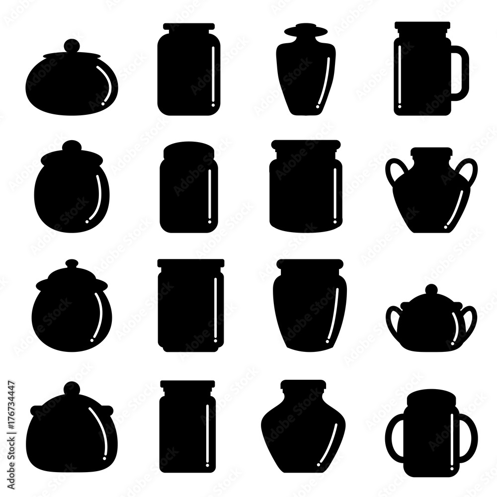 vector of jar icon set