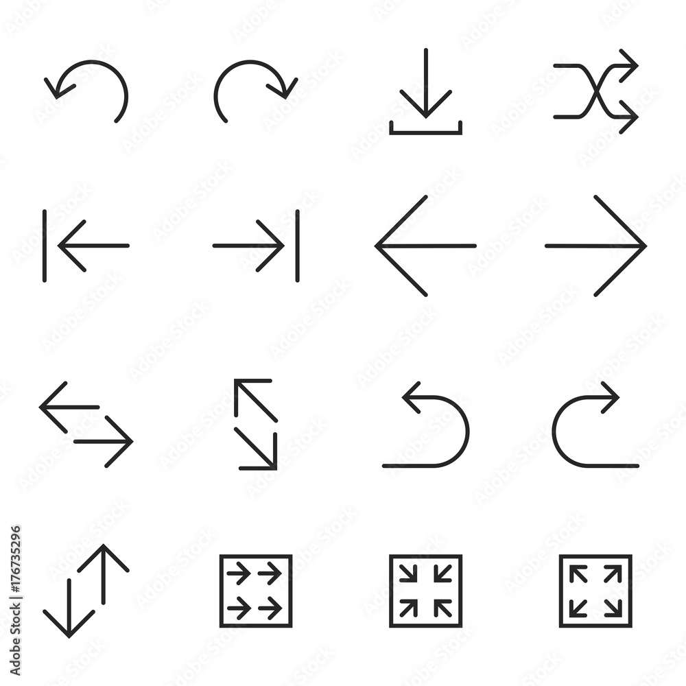 Set of Arrow Icons-Vector Iconic Simple Line Set of Arrow Icons-Vector Iconic Simple Line