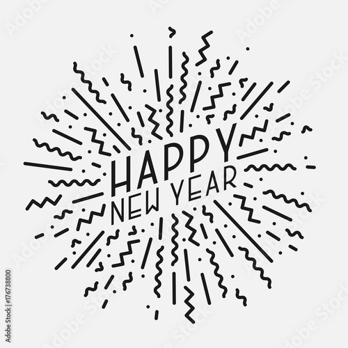 Happy New Year poster, card, banner. Trendy background in memphis style