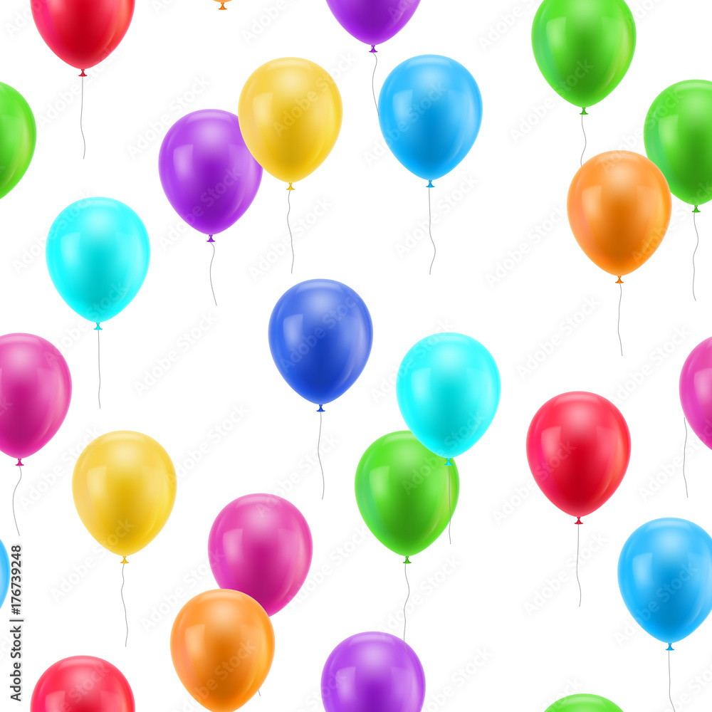 Multicolored balloons seamless pattern. Multicolored balloons on a white background for designers and illustrators. A lot of gasbags as a vector illustration