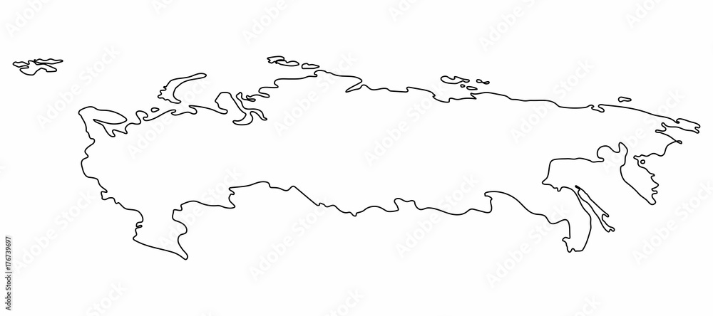 Russia map outline graphic freehand drawing on white background. Vector illustration Russia map outline graphic freehand drawing on white background. Vector illustration