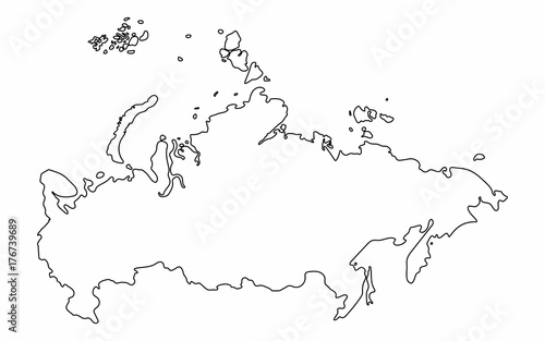 Russia map outline graphic freehand drawing on white background. Vector illustration