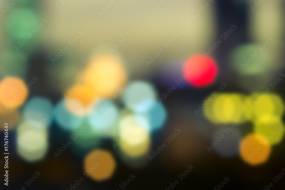 Abstract background of bokeh with toned colors. Defocused city night.