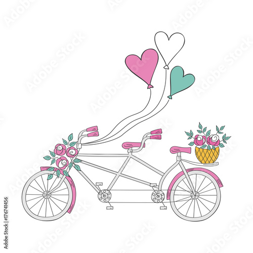 Wedding bike, vector illustration.