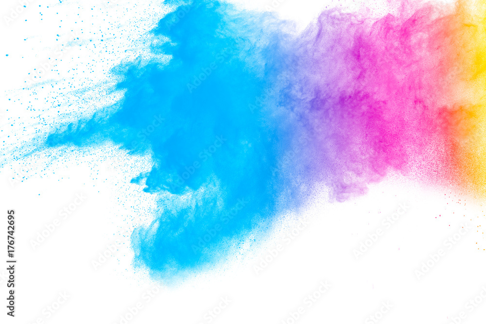 Fototapeta premium abstract multicolored powder splatted on white background