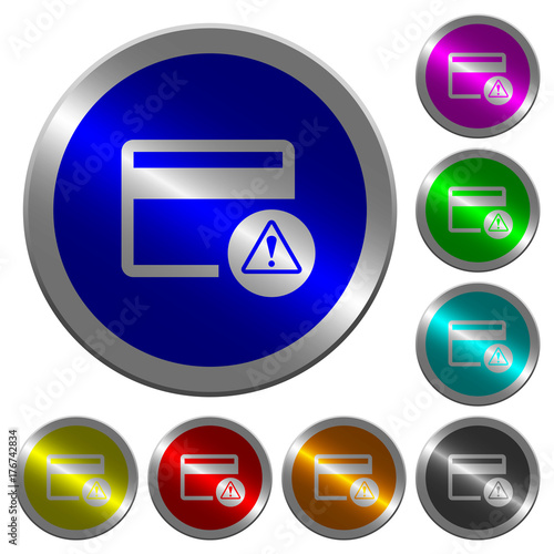 Credit card warning luminous coin-like round color buttons