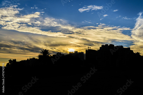 Sunset Silhouette Landscape Scene