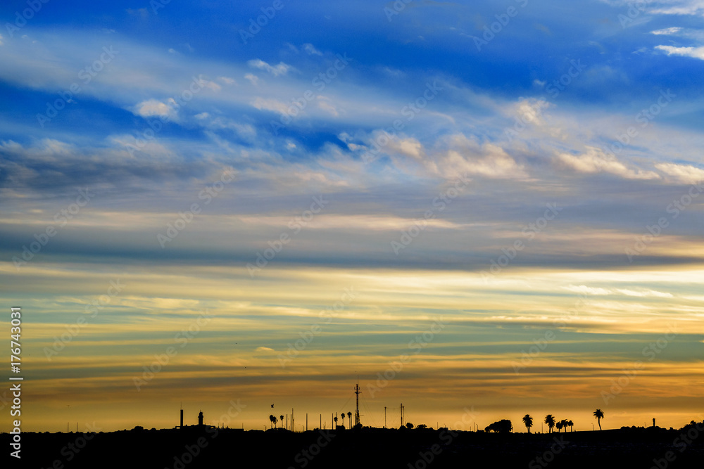 Sunset Silhouette Landscape Scene