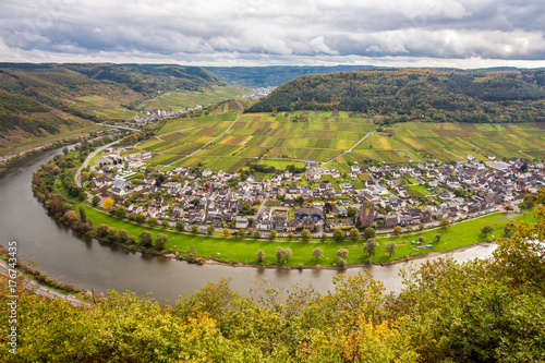 Moselle landscape and the wine village Ernst  Rheinland Pfalz Germany photo