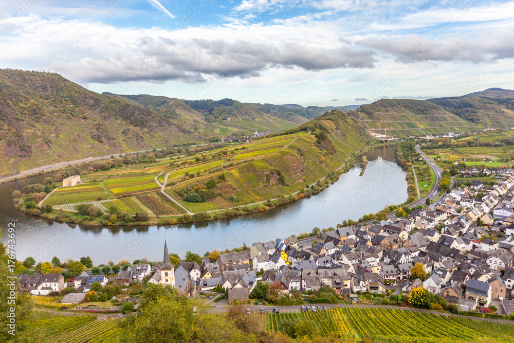Autumnal Moselle landscape at Bremm Calmont region Germany