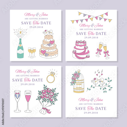 Vector set of wedding cards