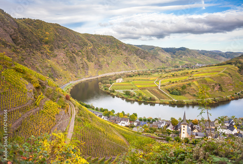 Autumnal Moselle landscape at Bremm Calmont region Germany © Alice_D