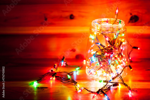 Christmas light in bottle decor.