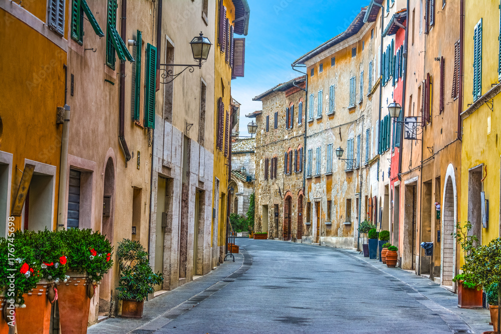 Colorful street in Tuscany