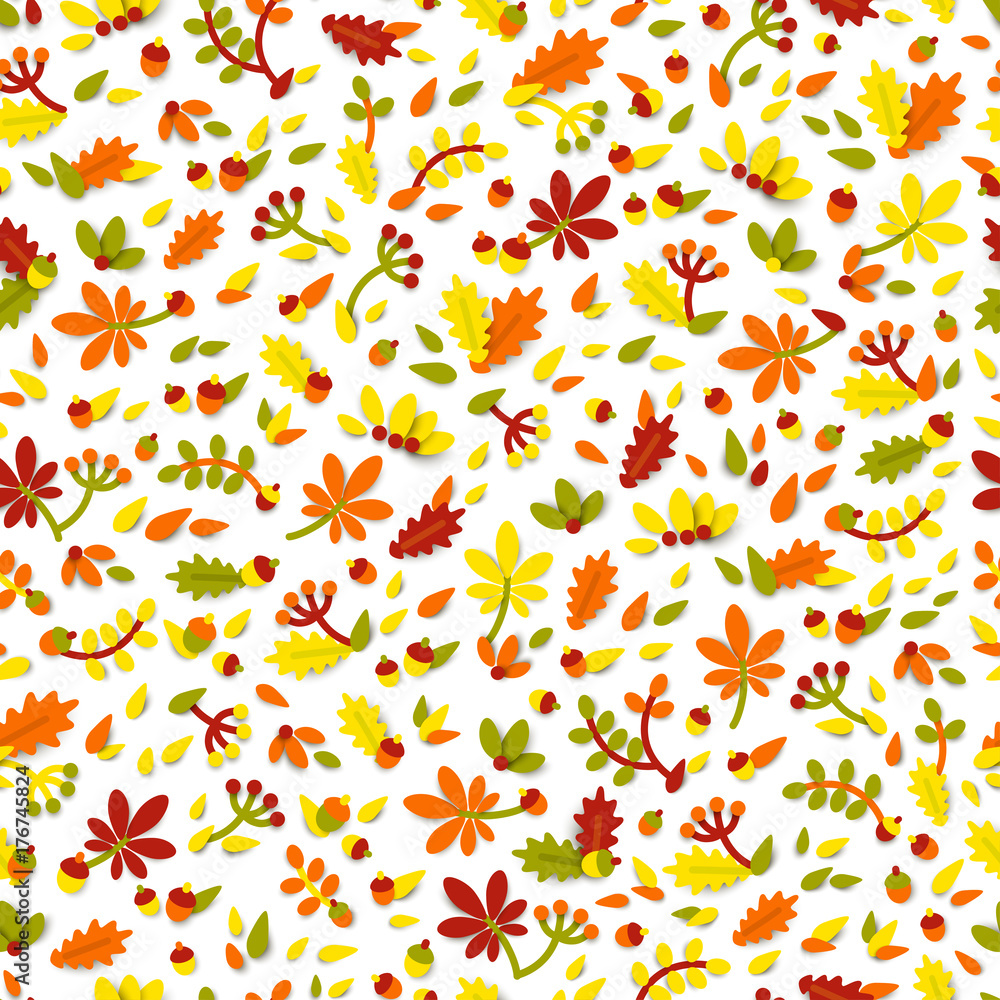Fototapeta premium Seamless pattern with autumn cute elements.