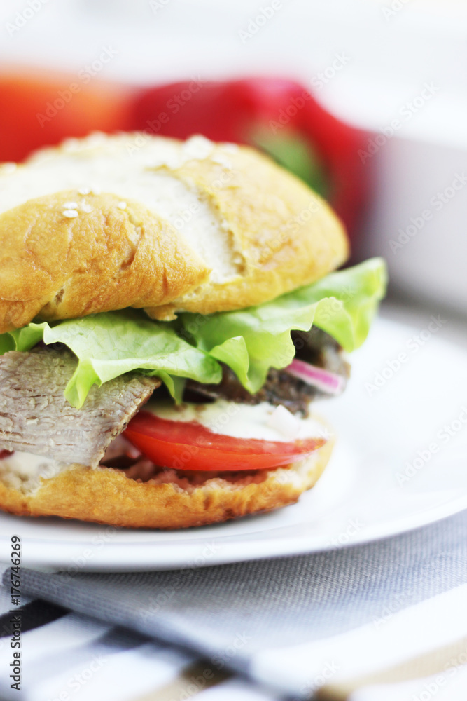 Homemade hamburger Homemade hamburger