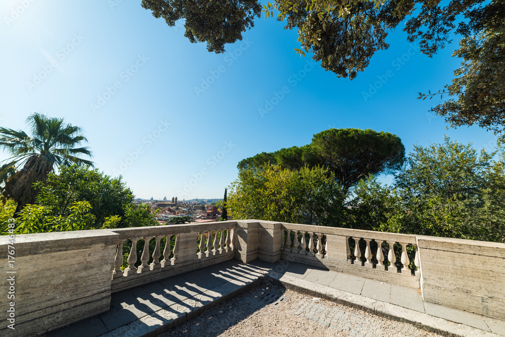 Terrazza del Pincio under a blue sky