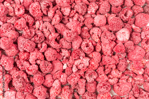 background of freeze-dried raspberries photo