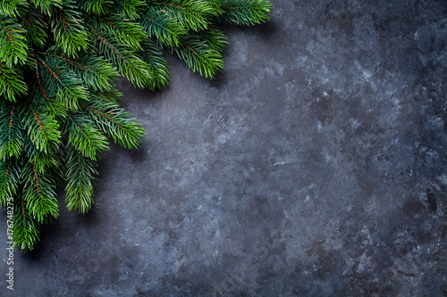 Christmas fir tree over stone