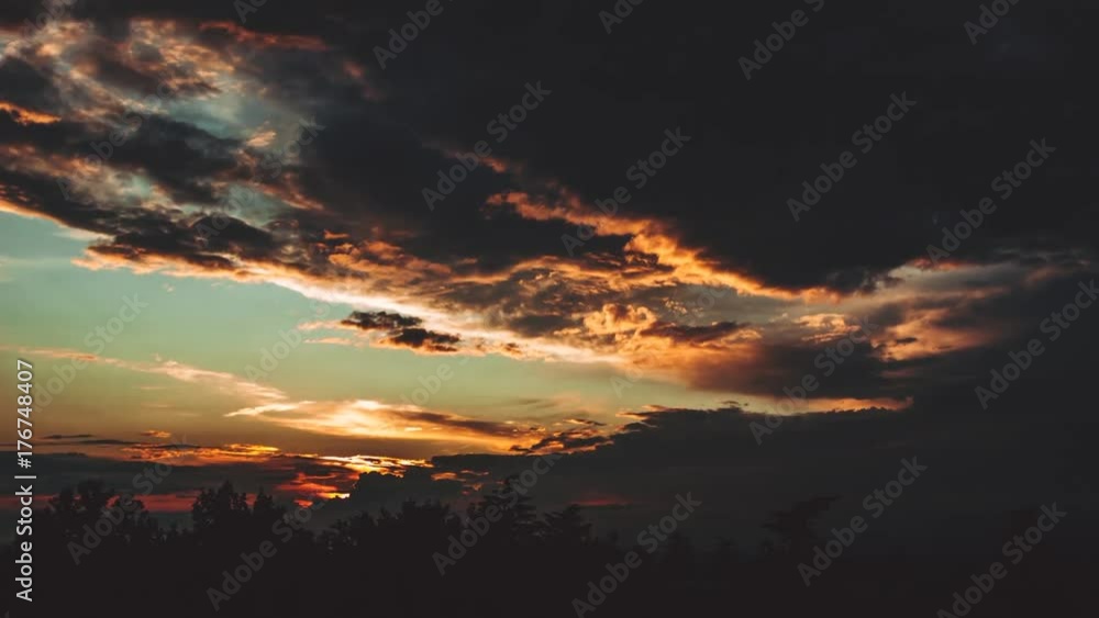 Time lapse clip of cloudy sunset