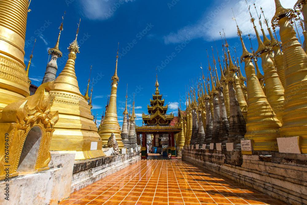 Various types of stupas built in Indein Village on the Inle Lake, Myanmar