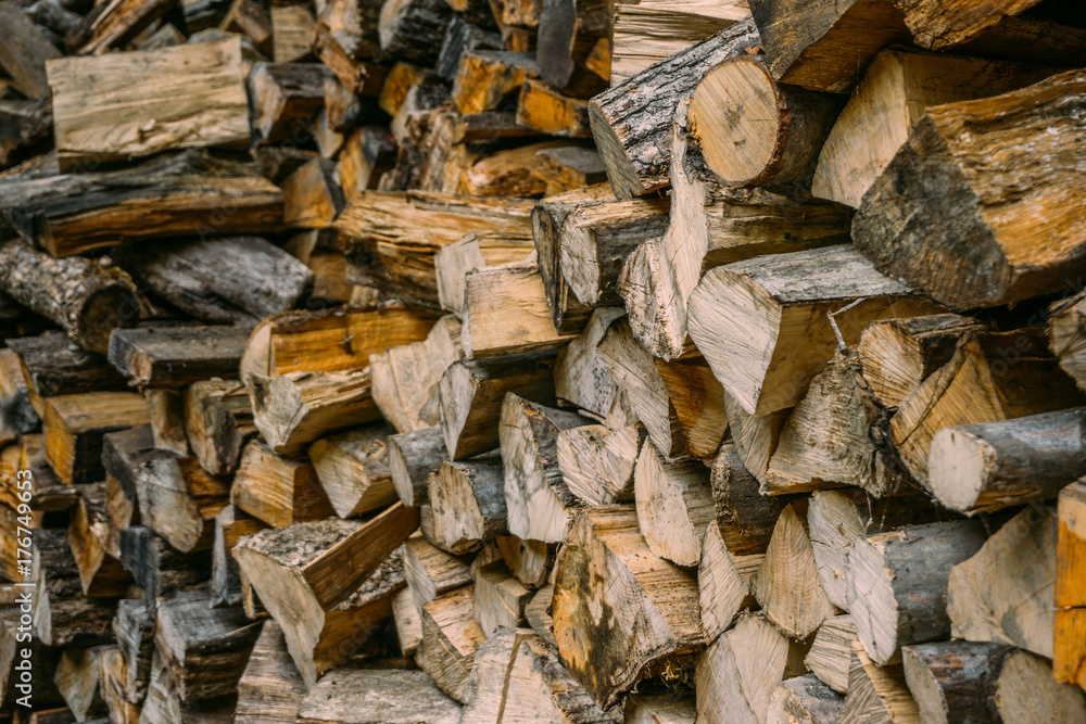 Pile of firewood, dry firewood background Pile of firewood, dry firewood background