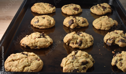 Cookie Sheet Pan with Chocolate Chip Cookies