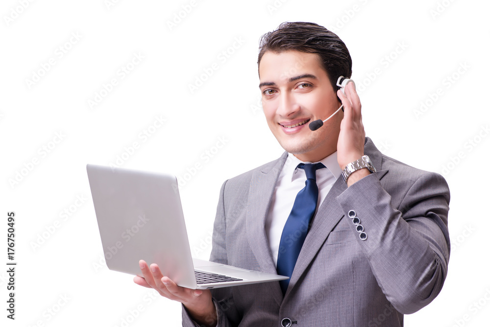 Call center employee isolated on white background Call center employee isolated on white background