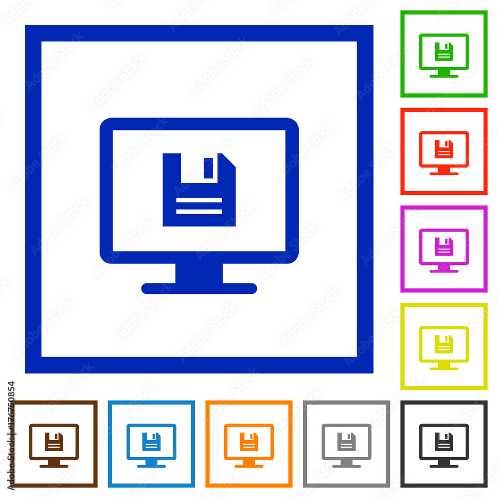 Save display settings flat framed icons Save display settings flat framed icons