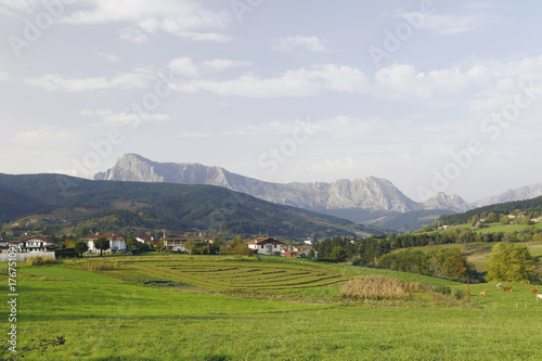 Elorrio town and Anboto mountain, Biscay, Basque Country, Spain. Urkiola national park.