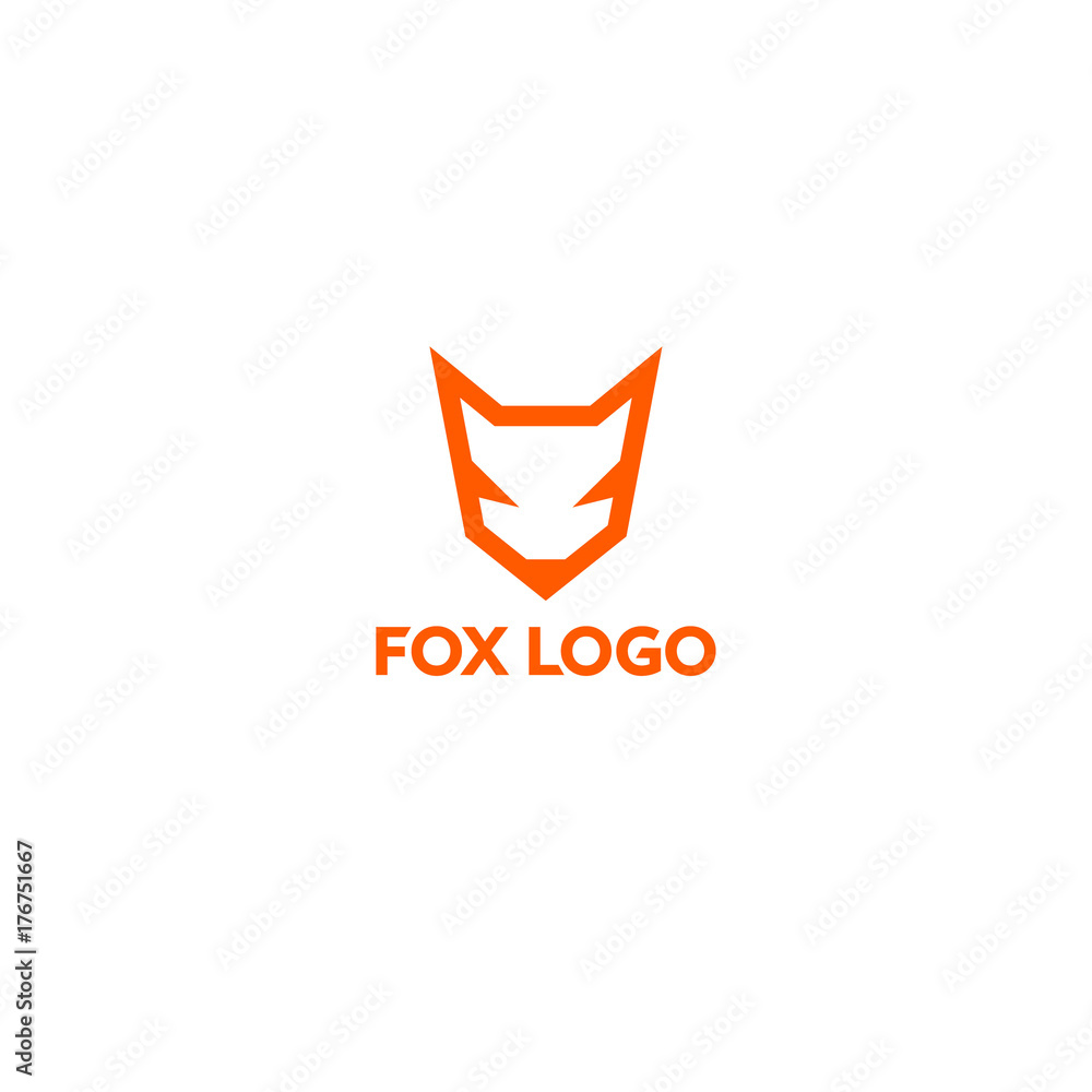Fox Logo. Fox Emblem. Orange logo on a light background. 