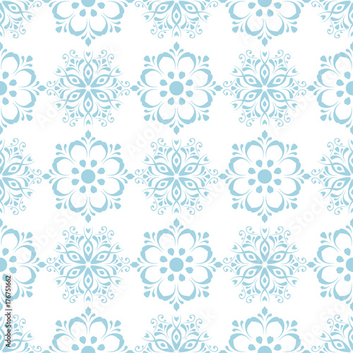 Floral seamless pattern. Blue abstract background