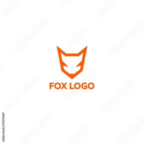 Fox Logo. Fox Emblem. Orange logo on a light background. 
