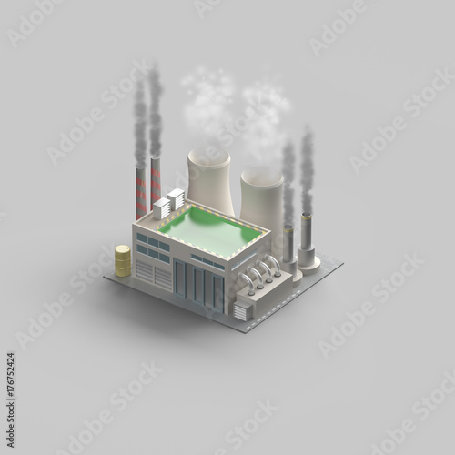 industrial building. energy. factory. 3D rendering