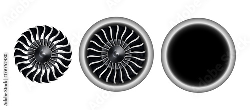 Realistic 3D turbo-jet engine of airplane vector illustration photo