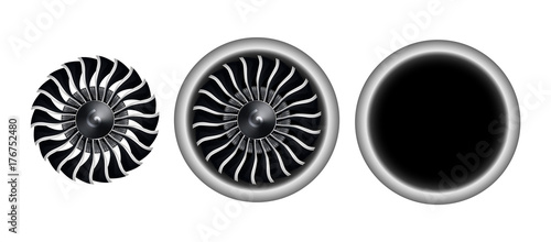 Realistic 3D turbo-jet engine of airplane vector illustration