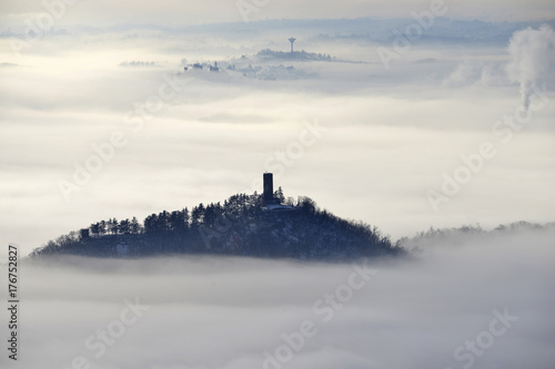 Lombardy  Lake Como  Brunate  fog covering Como