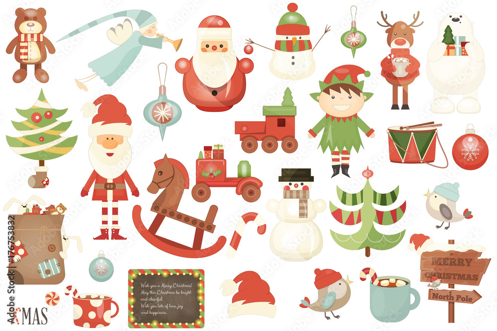 Merry Christmas Characters and Xmas Elements Merry Christmas Characters and Xmas Elements