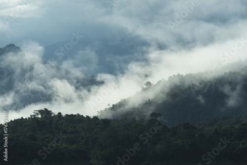landscape mountain layers, tropical forest in Thailand © chokniti