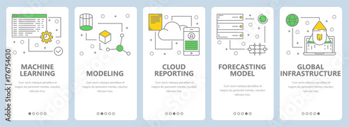 Vector thin line flat design data science concept vertical banners