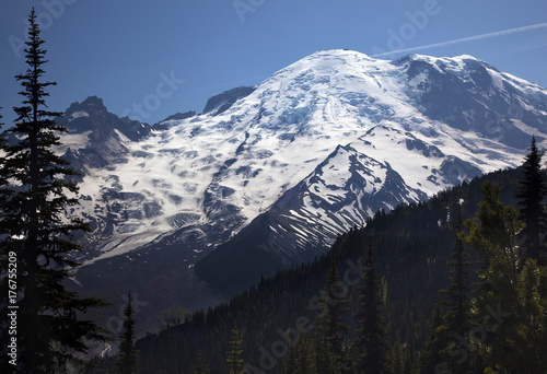 Mount Rainier Sunrise Snow Mountain