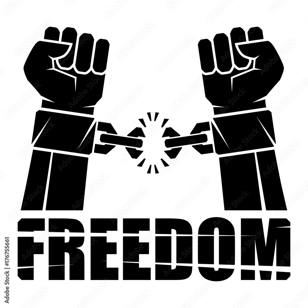 Two hands clenched into a fist tearing chains that they shackled the symbol  of the revolution of freedom. Human hands and broken chain .Freedom  concept.Vector illustration Stock Vector | Adobe Stock