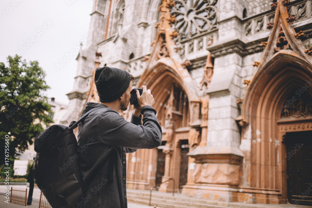 A tourist in city