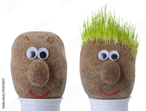 Head with grass on top