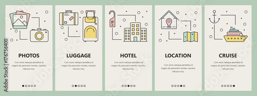 Vector modern thin line flat design travel vertical banners
