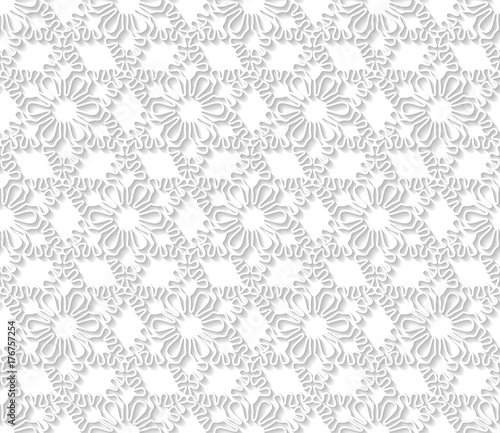 Fototapeta Naklejka Na Ścianę i Meble -  Seamless winter pattern, white snowflakes, Christmas and New Year background, holiday decor. Vector illustration